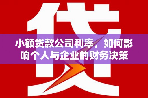 禹王台小额贷款公司利率，如何影响个人与企业的财务决策