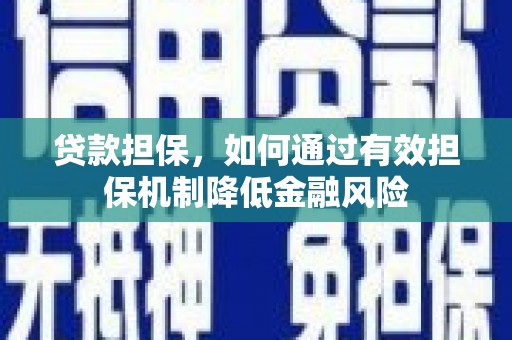 禹王台贷款担保，如何通过有效担保机制降低金融风险